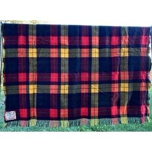 Vintage Onkaparinga Wool Throw Blanket F472 Plaid Australia 66"x64"